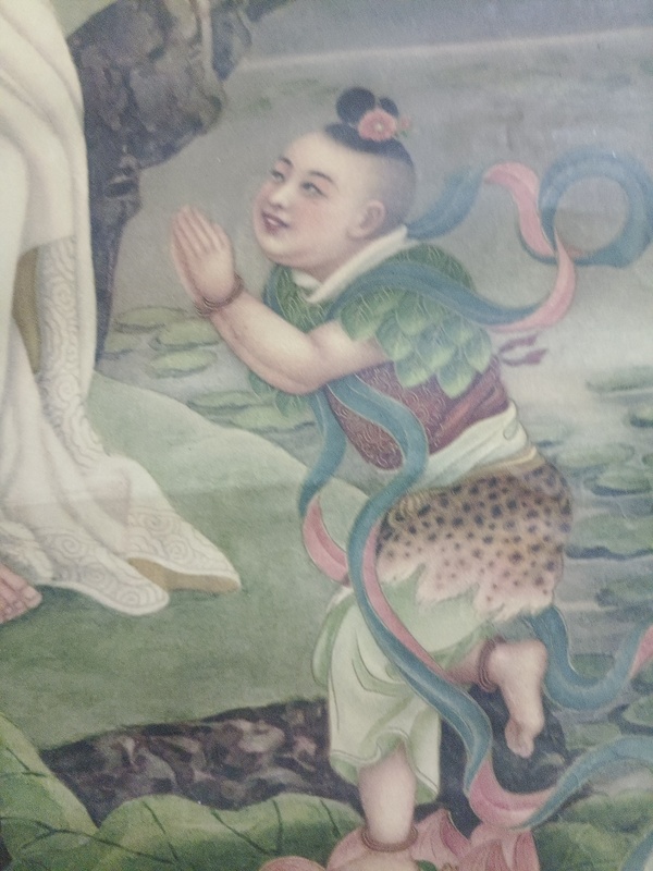 古玩字畫民國觀音送子圖拍賣,當前價格1200元