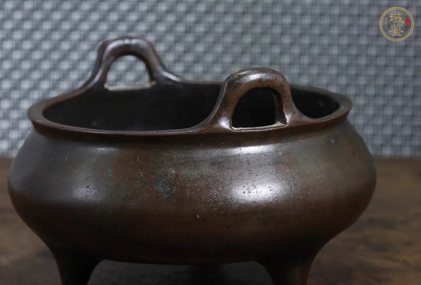 古玩銅器沖天耳三足銅香爐真品鑒賞圖