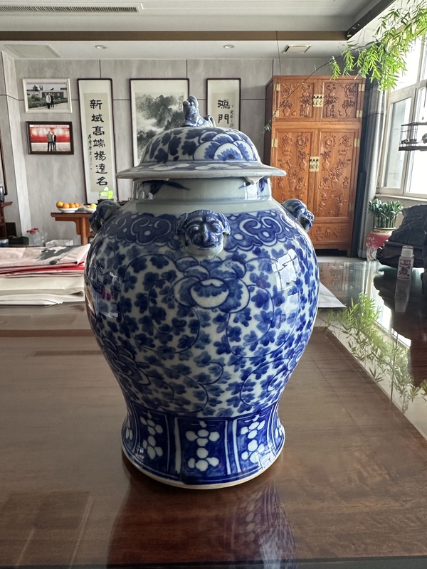 古玩陶瓷青花纏枝花卉紋將軍罐拍賣,當前價格13500元