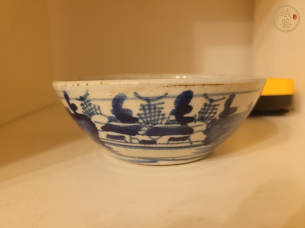 古玩陶瓷山水紋青花研缽真品鑒賞圖