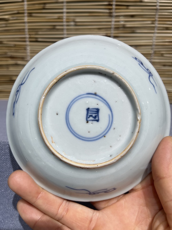 古玩陶瓷鐵線描鳳紋青花盤拍賣,當前價格1800元