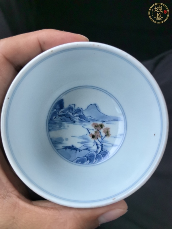 古玩陶瓷青花加紫杯真品鑒賞圖