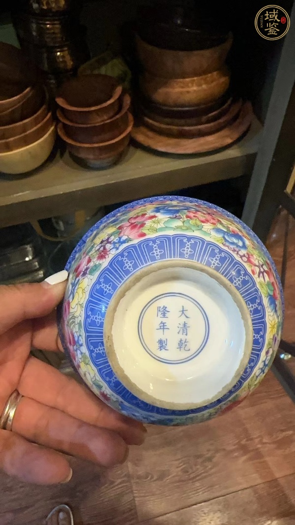 古玩陶瓷粉彩百花不落地茶碗真品鑒賞圖