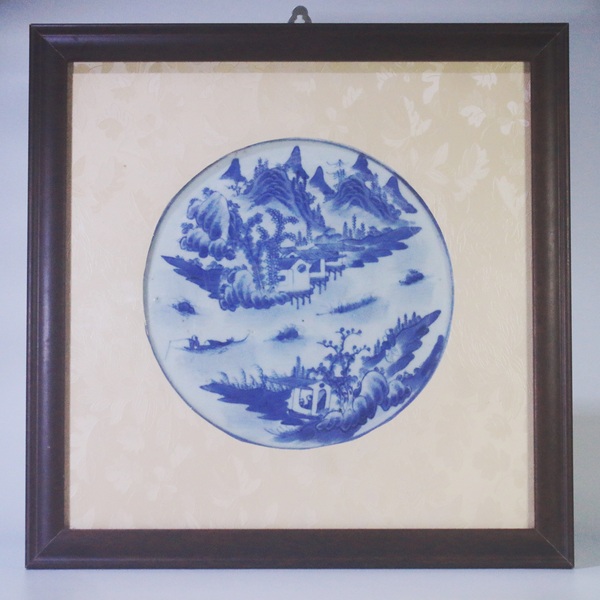 古玩陶瓷清乾隆·青花山水人物嵌盤拍賣,當前價格2000元