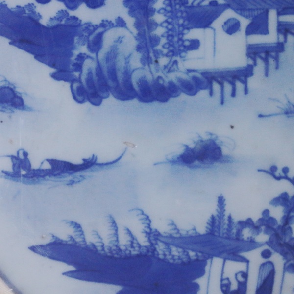 古玩陶瓷清乾隆·青花山水人物嵌盤拍賣,當前價格2000元