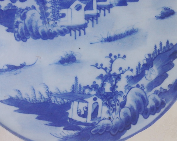 古玩陶瓷清乾隆·青花山水人物嵌盤拍賣,當前價格2000元