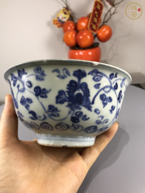 古玩陶瓷青花花卉紋撇口碗真品鑒賞圖