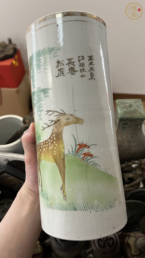 古玩陶瓷鹿紋帽筒真品鑒賞圖