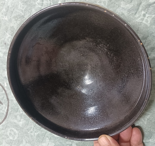 古玩陶瓷美品元代黑釉折沿大碗拍賣,當前價格700元