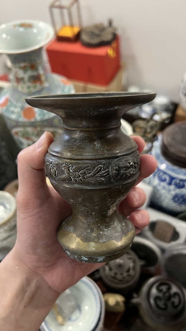 古玩雜項清末銅花弧拍賣,當前價格199元