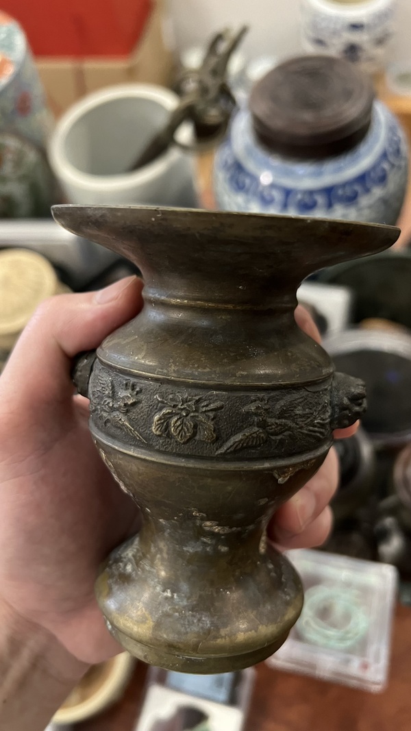 古玩雜項清末銅花弧拍賣,當前價格199元