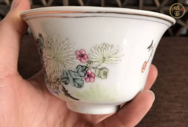 古玩陶瓷粉彩花鳥紋碗真品鑒賞圖