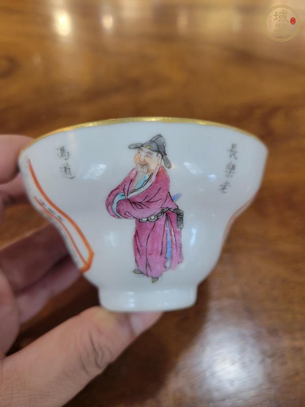 古玩陶瓷粉彩無雙譜人物蓋碗真品鑒賞圖