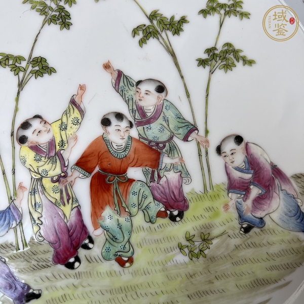 古玩陶瓷粉彩嬰戲圖茶盤真品鑒賞圖