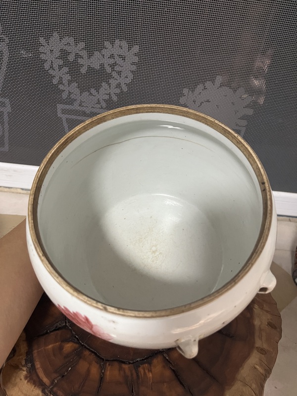 古玩陶瓷民國淺降彩花鳥四系粥罐拍賣,當前價格99元