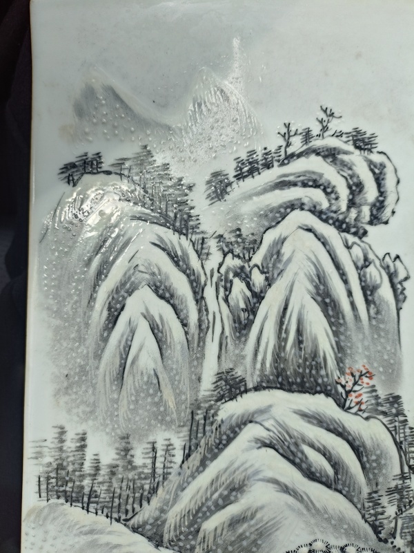 古玩陶瓷雪景山水人物瓷板畫???拍賣，當前價格3888元