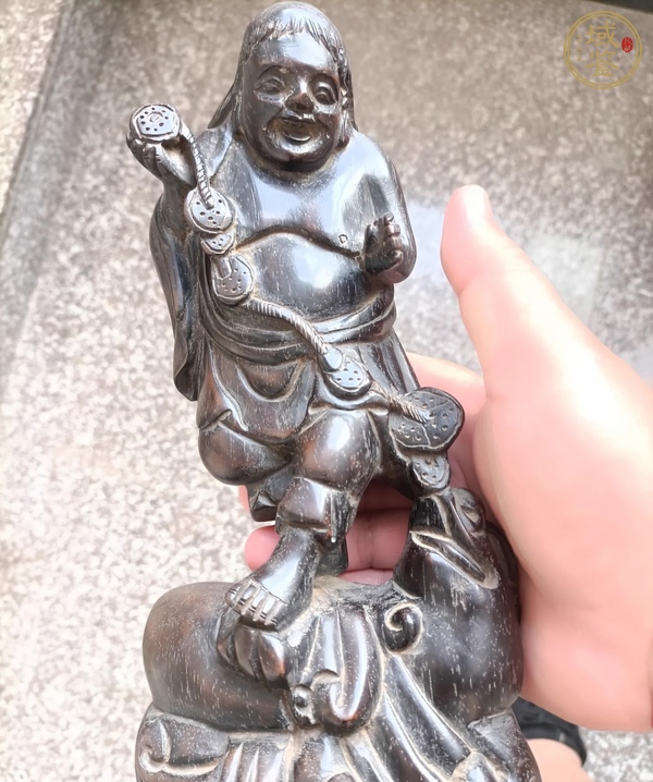 古玩雜項(xiàng)紫檀木劉海戲金蟾真品鑒賞圖