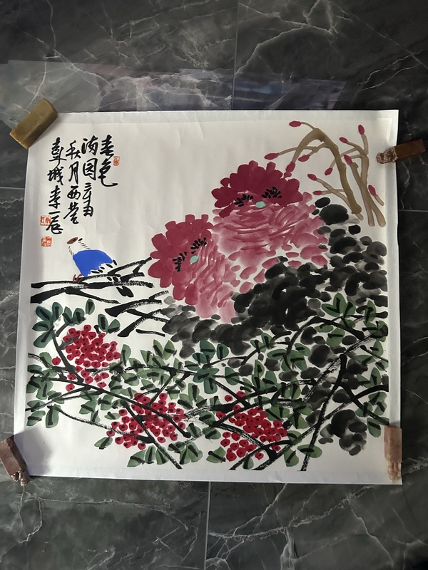 古玩字畫李一辰款寫意花鳥拍賣，當前價格628元