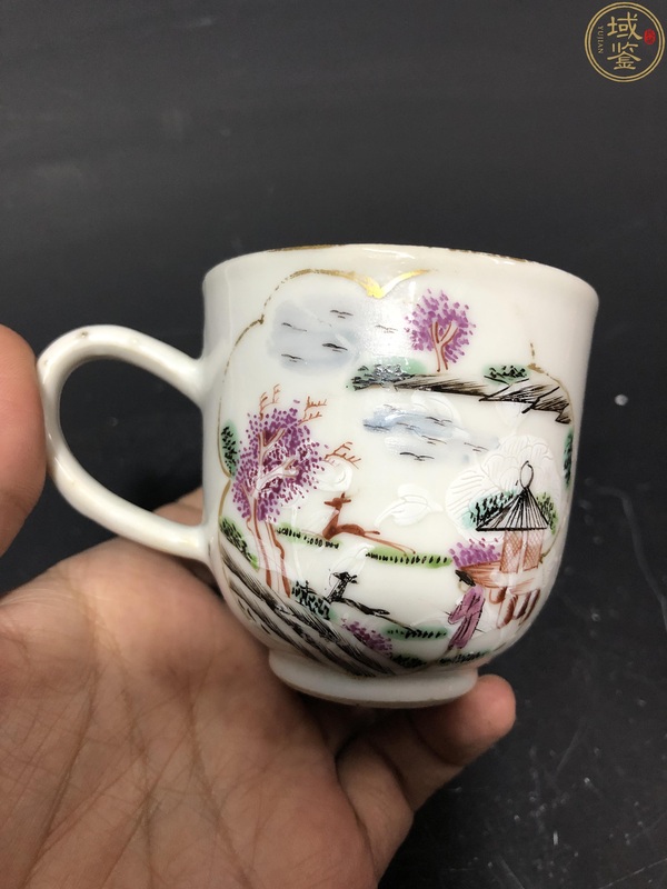 古玩陶瓷粉彩人物狩獵圖杯拍賣,當前價格1800元