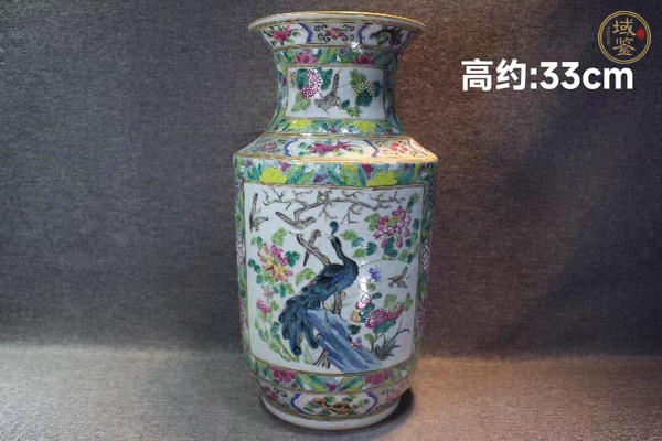 古玩陶瓷晚清粉彩花鳥(niǎo)紋燈籠瓶真品鑒賞圖