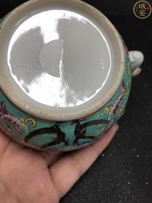 古玩陶瓷(保真卡)祝壽祝婚題材清粉彩龍鳳茶壺拍賣,當前價格3500元