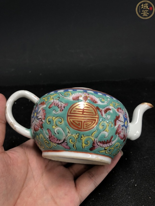 古玩陶瓷(保真卡)祝壽祝婚題材清粉彩龍鳳茶壺拍賣,當前價格3500元