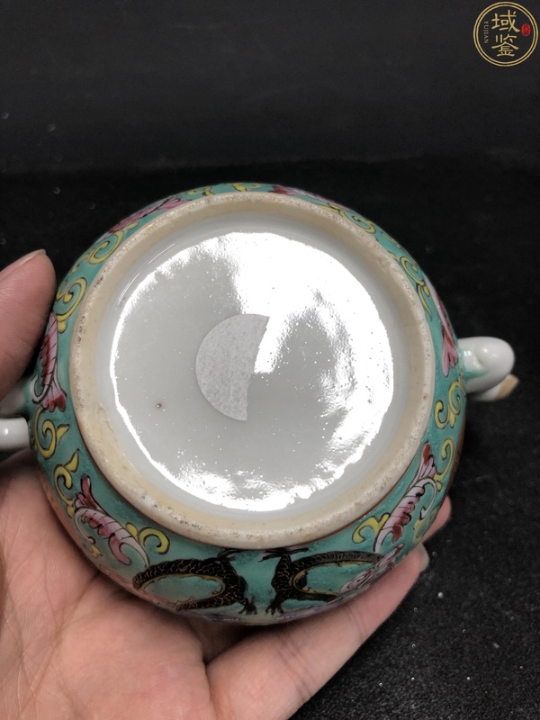 古玩陶瓷(保真卡)祝壽祝婚題材清粉彩龍鳳茶壺拍賣,當前價格3500元