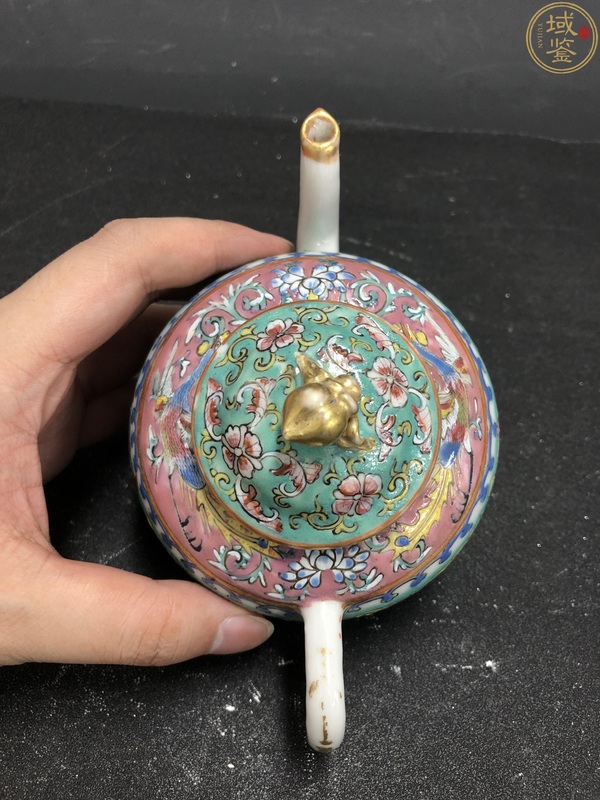 古玩陶瓷(保真卡)祝壽祝婚題材清粉彩龍鳳茶壺拍賣,當前價格3500元