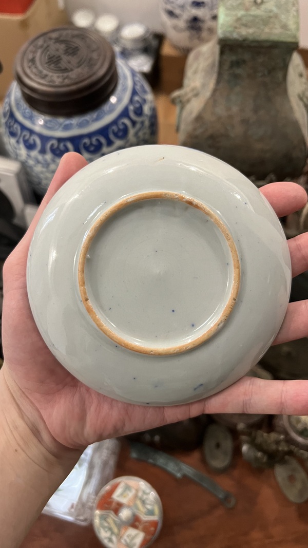 古玩陶瓷民國鶴紋青花盤拍賣,當前價格199元