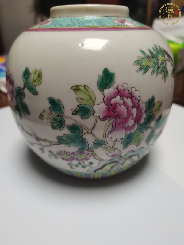 古玩陶瓷粉彩花鳥紋茶葉罐真品鑒賞圖