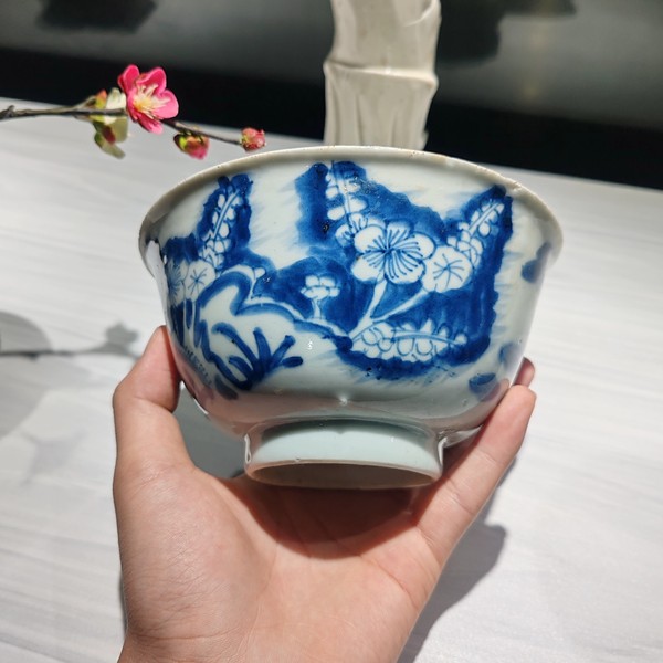 古玩陶瓷清早期青花花鳥花卉紋碗拍賣,當前價格2800元