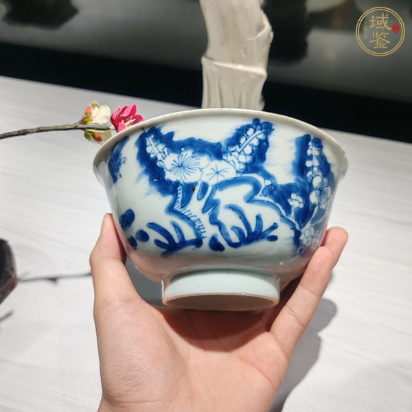 古玩陶瓷青花花鳥花卉紋碗真品鑒賞圖