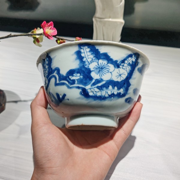 古玩陶瓷清早期青花花鳥花卉紋碗拍賣,當前價格2800元