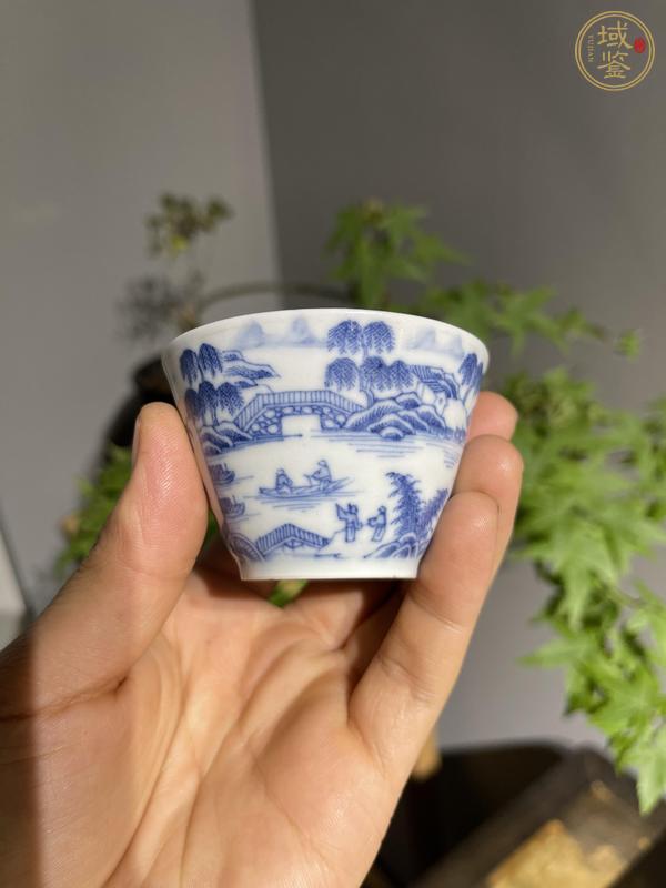 古玩陶瓷青花山水人物紋直筒杯真品鑒賞圖