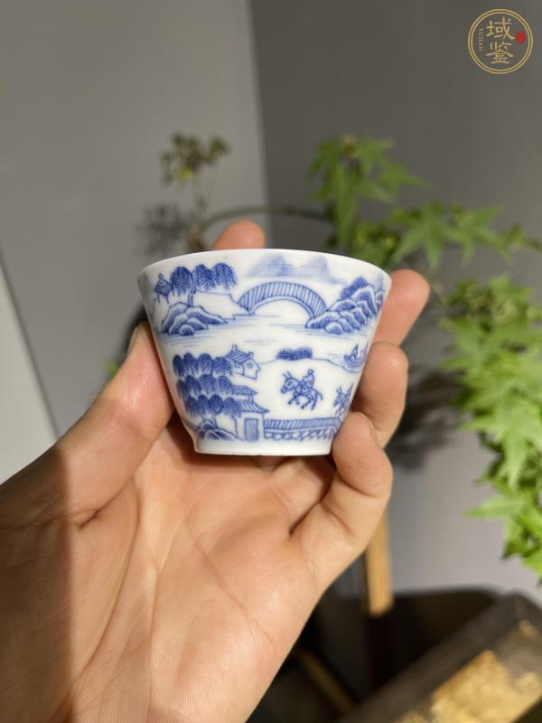 古玩陶瓷青花山水人物紋直筒杯真品鑒賞圖