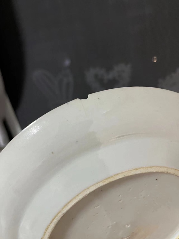 古玩陶瓷晚清.花鳥人物故事廣彩折沿盤拍賣,當前價格258元
