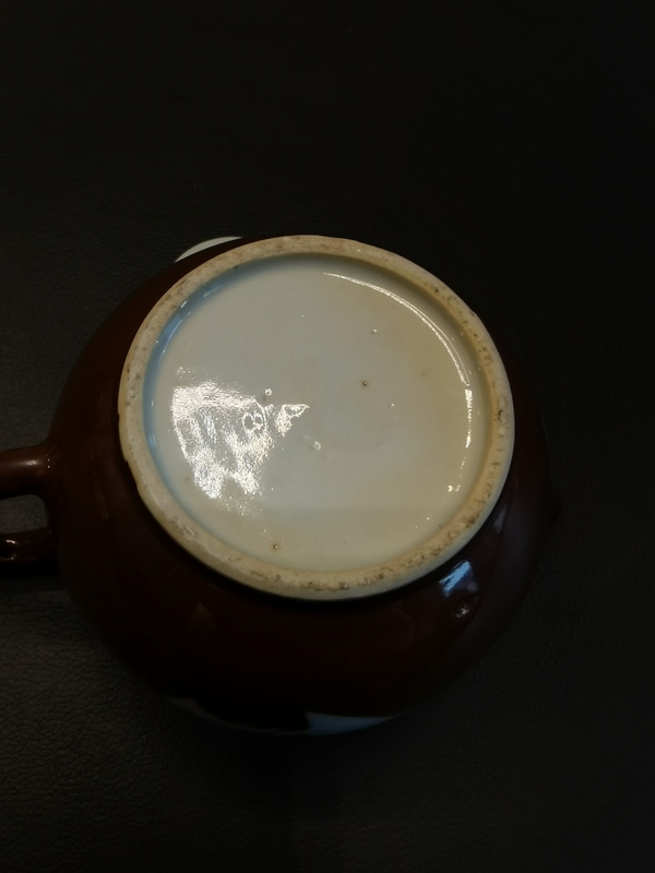 古玩陶瓷雍正紫金釉開光粉彩花卉紋大茶壺拍賣,當前價格3980元
