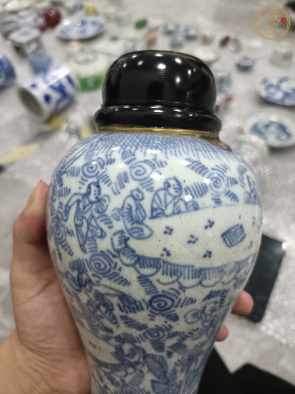 古玩陶瓷嬰戲紋雞腿蓋瓶真品鑒賞圖