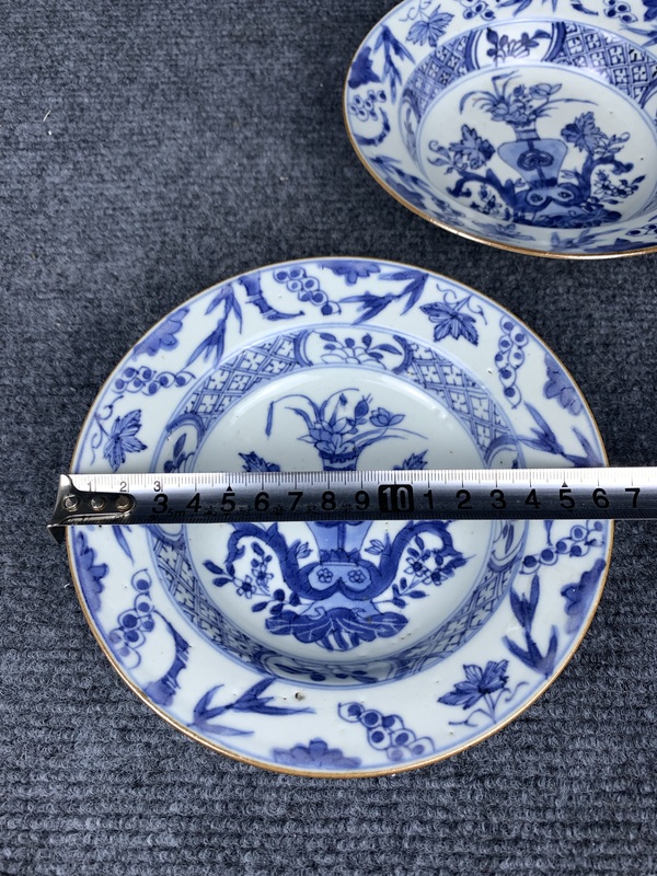 古玩陶瓷青花花卉紋盤一對拍賣,當前價格2388元