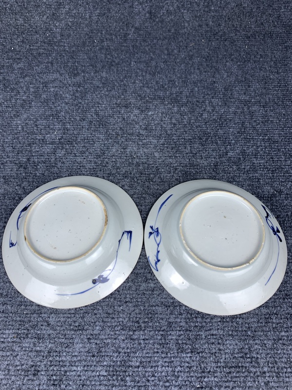 古玩陶瓷青花花卉紋盤一對拍賣,當前價格2388元