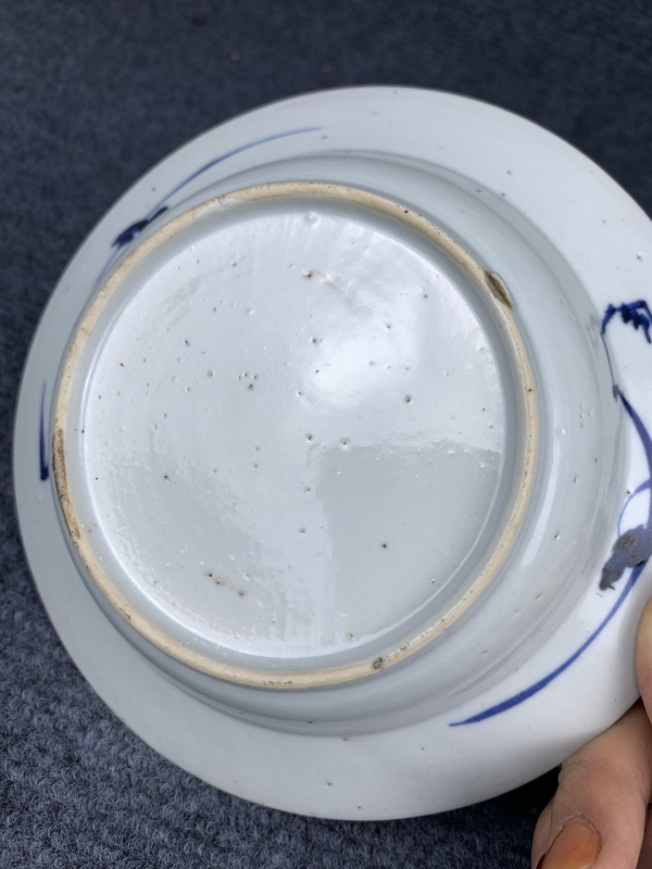 古玩陶瓷青花花卉紋盤一對拍賣,當前價格2388元