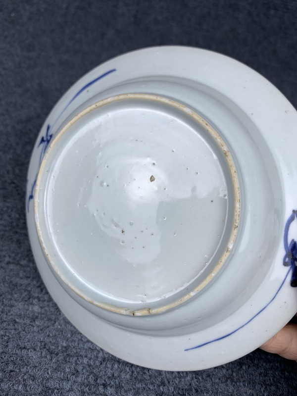 古玩陶瓷青花花卉紋盤一對拍賣,當前價格2388元