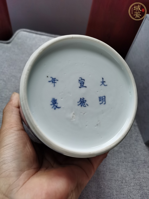 古玩陶瓷青花人物故事筆筒真品鑒賞圖