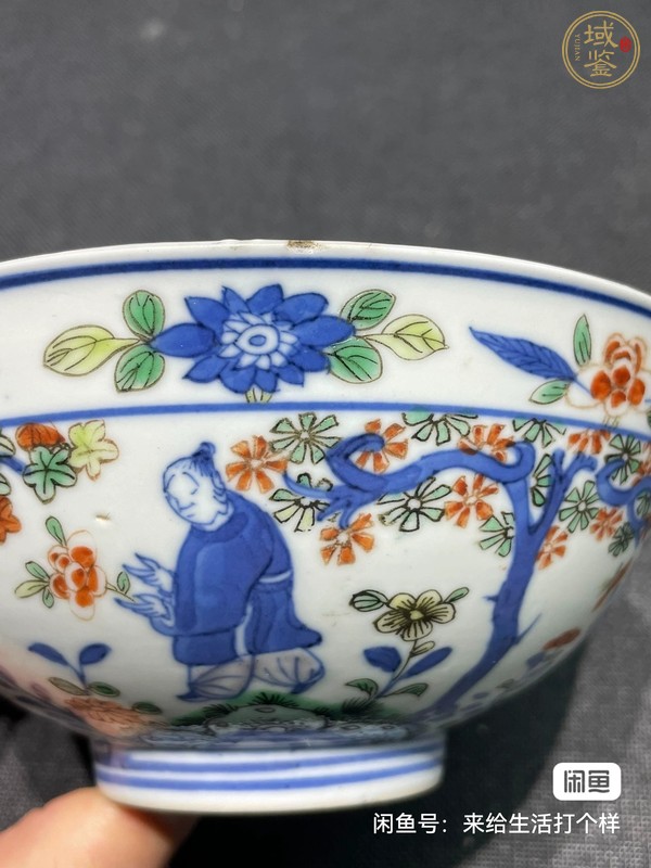 古玩陶瓷青花五彩人物故事龍鳳紋茶碗真品鑒賞圖