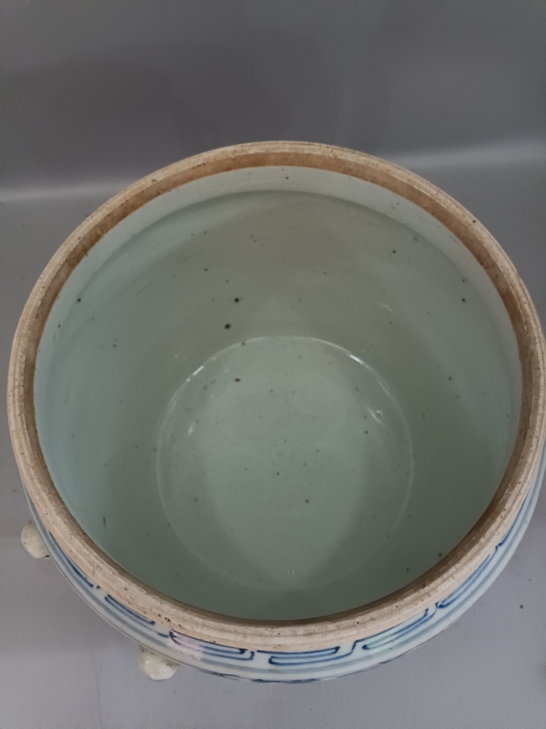 古玩陶瓷青花特大號纏蓮粥罐拍賣,當前價格299元