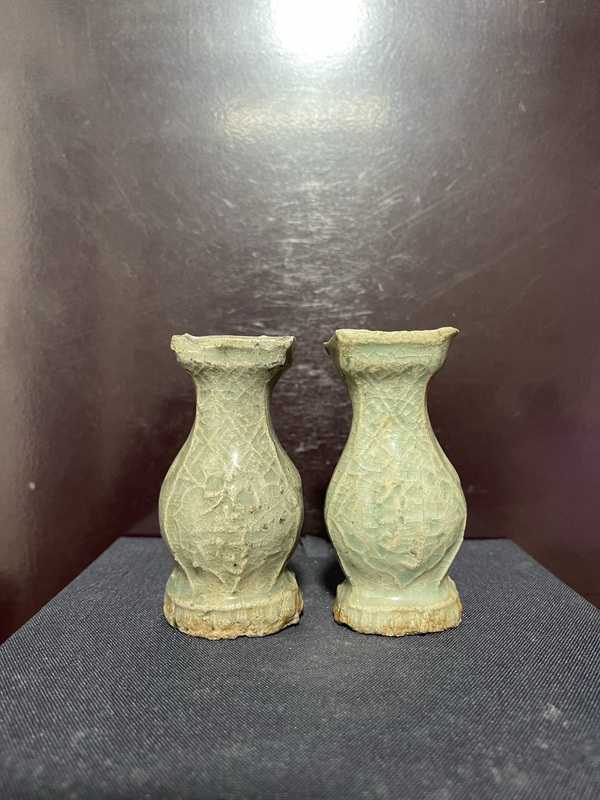 古玩陶瓷元龍泉青瓷福壽四方瓶拍賣，當前價格12000元