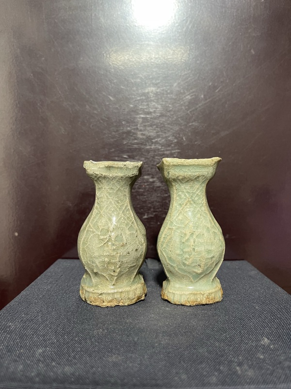 古玩陶瓷元龍泉青瓷福壽四方瓶拍賣，當前價格12000元