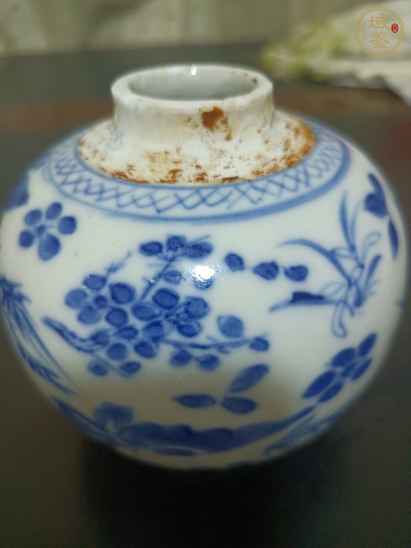 古玩陶瓷花鳥(niǎo)紋青花罐真品鑒賞圖