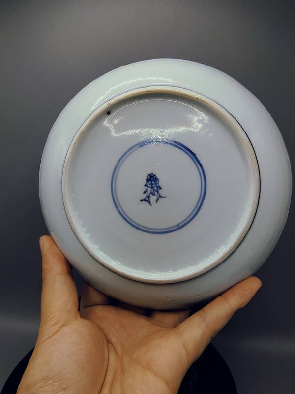 古玩陶瓷康熙翠毛藍(lán)(細(xì)路精品)?青花鳳穿牡丹圖賞盤(pán)拍賣(mài),當(dāng)前價(jià)格5000元