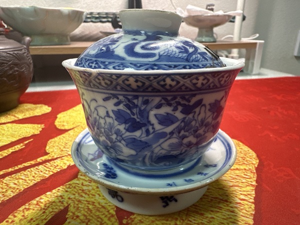 古玩陶瓷青花三才花鳥紋蓋碗拍賣，當(dāng)前價(jià)格2800元